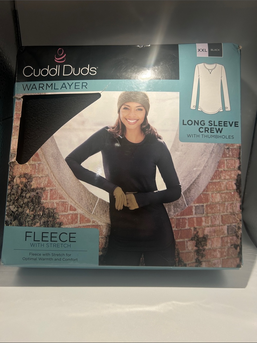 Cuddl Duds Black Long Sleeve Crew Fleece Top